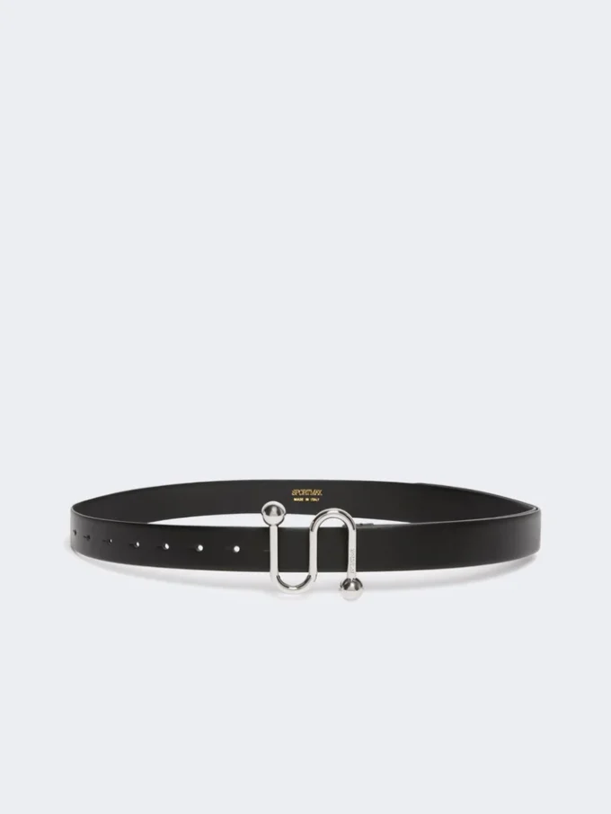 Ceinture en cuir avec boucle en S, noire Ceinture en cuir avec boucle en S, noire