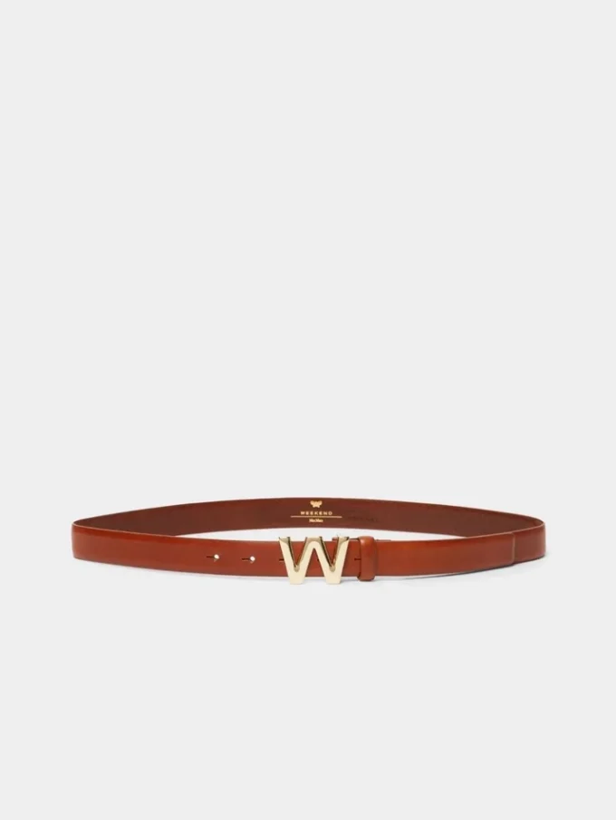 Ceinture en cuir avec boucle logo, couleur tabac Ceinture en cuir avec boucle logo, couleur tabac