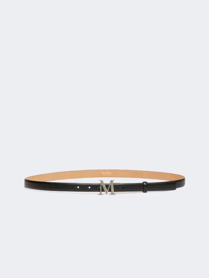 Ceinture en cuir avec boucle monogramme, noire Ceinture en cuir avec boucle monogramme, noire