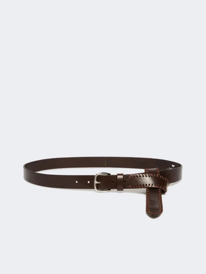 Ceinture en cuir avec embout, marron foncé Ceinture en cuir avec embout, marron foncé