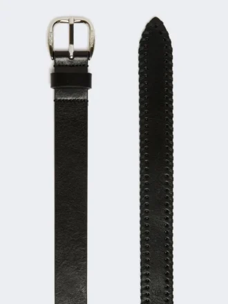 Ceinture en cuir avec embout, noire