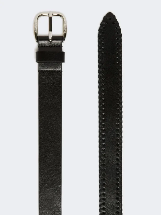 Ceinture en cuir avec embout, noire Ceinture en cuir avec embout, noire