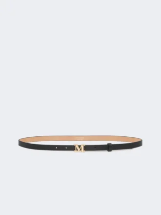 Ceinture en cuir monogrammée, noire