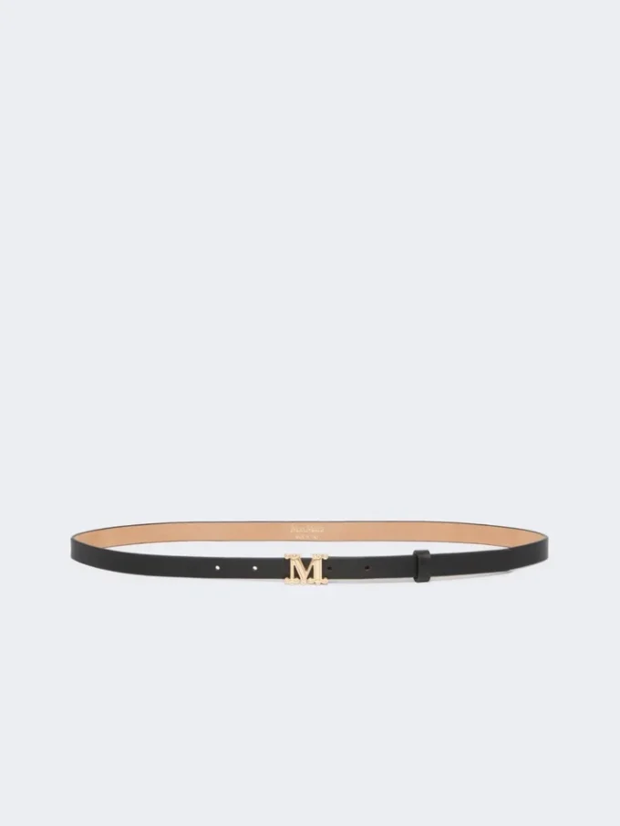 Ceinture en cuir monogrammée, noire Ceinture en cuir monogrammée, noire