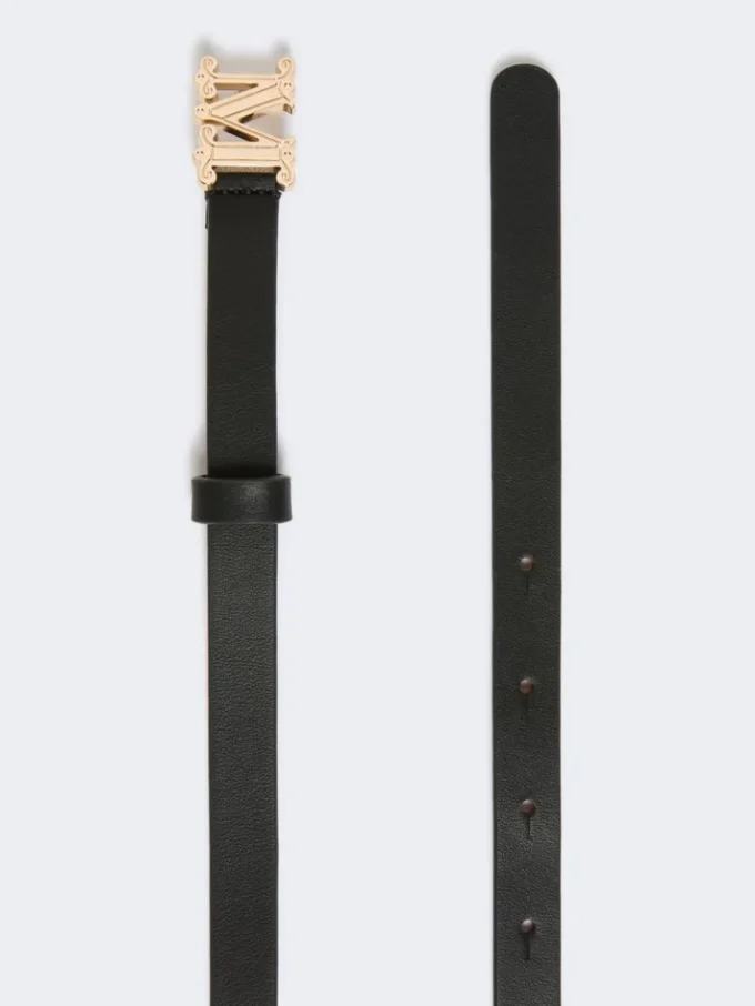 Ceinture en cuir monogrammée, noire Ceinture en cuir monogrammée, noire
