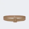 Ceinture en cuir nappa brillant, couleur tourterelle