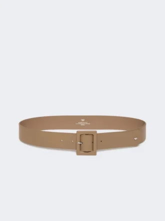 Ceinture en cuir nappa brillant, couleur tourterelle