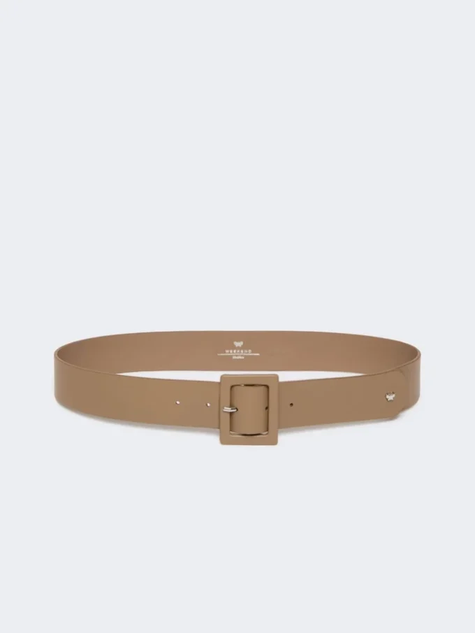 Ceinture en cuir nappa brillant, couleur tourterelle