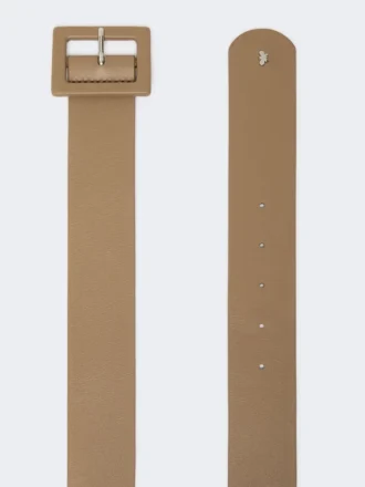 Ceinture en cuir nappa brillant, couleur tourterelle