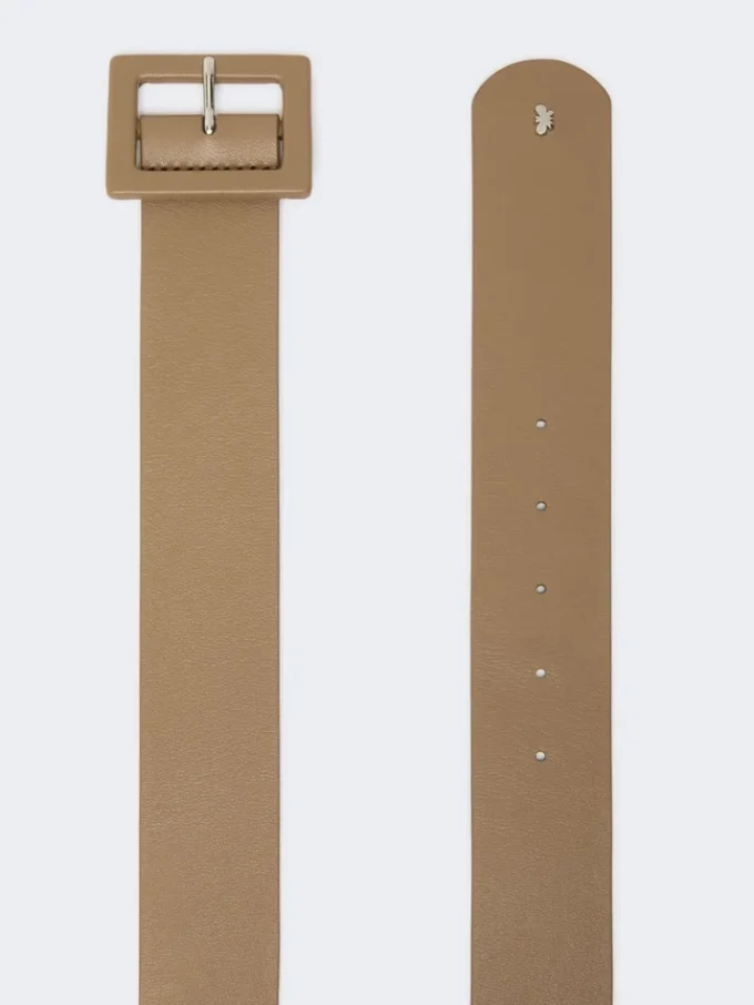 Ceinture en cuir nappa brillant, couleur tourterelle