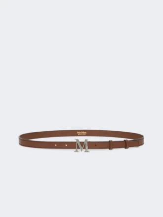 Ceinture en cuir naturel monogrammée, marron Ceinture en cuir naturel monogrammée, marron