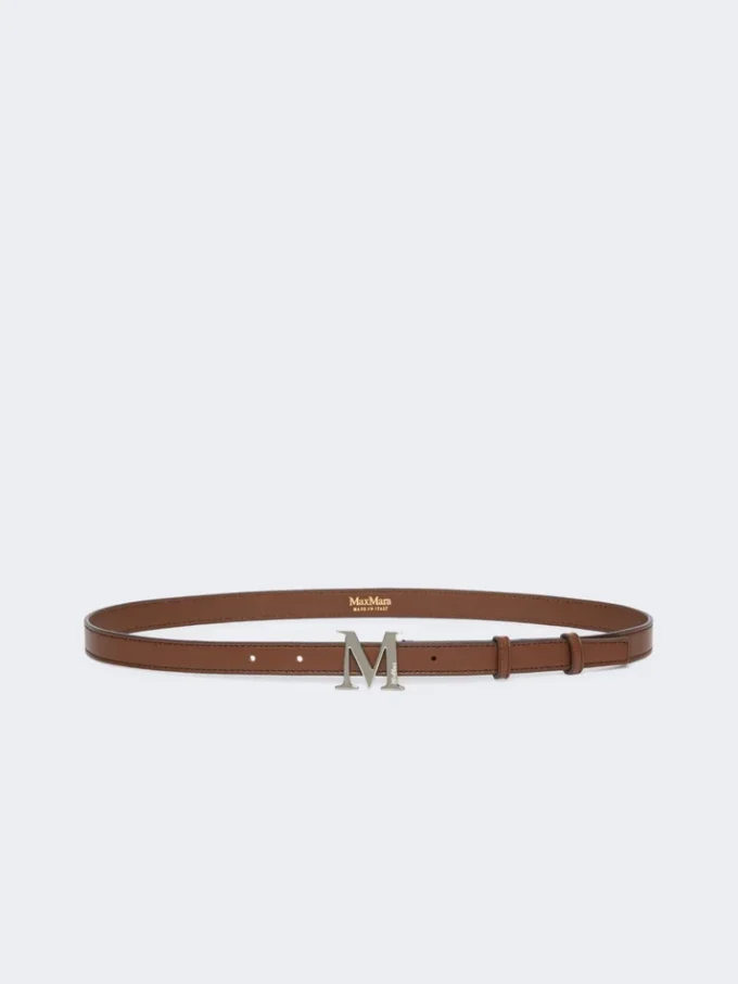 Ceinture en cuir naturel monogrammée, marron Ceinture en cuir naturel monogrammée, marron