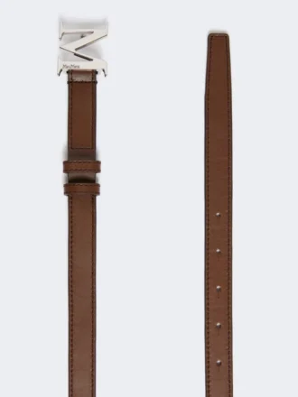 Ceinture en cuir naturel monogrammée, marron Ceinture en cuir naturel monogrammée, marron