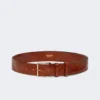 Ceinture en cuir tressé, couleur tabac Ceinture en cuir tressé, couleur tabac