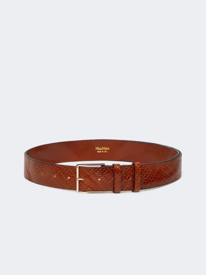 Ceinture en cuir tressé, couleur tabac Ceinture en cuir tressé, couleur tabac