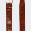 Ceinture en cuir tressé, couleur tabac Ceinture en cuir tressé, couleur tabac
