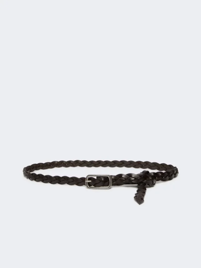 Ceinture en cuir tressé, marron foncé Ceinture en cuir tressé, marron foncé
