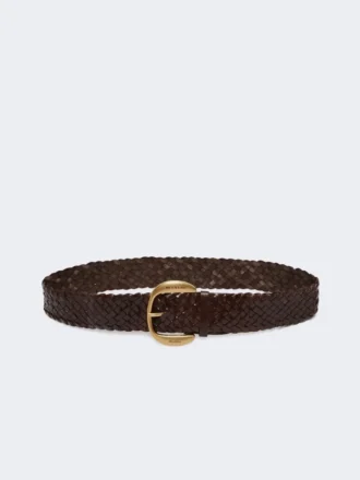 Ceinture en cuir tressé, marron foncé