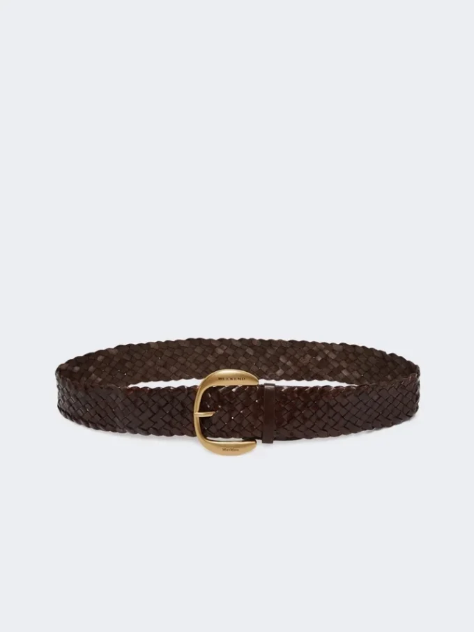 Ceinture en cuir tressé, marron foncé Ceinture en cuir tressé, marron foncé