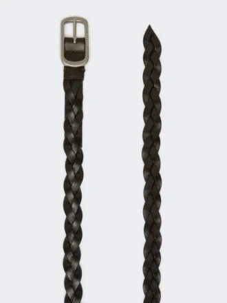 Ceinture en cuir tressé, marron foncé