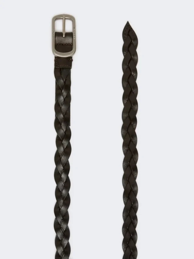 Ceinture en cuir tressé, marron foncé Ceinture en cuir tressé, marron foncé