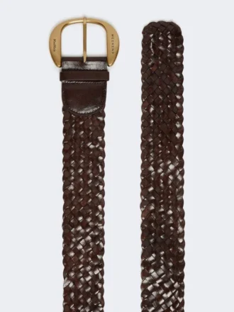 Ceinture en cuir tressé, marron foncé