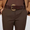 Ceinture en cuir tressé, marron foncé Ceinture en cuir tressé, marron foncé