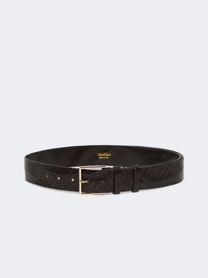Ceinture en cuir tressé, noire Ceinture en cuir tressé, noire