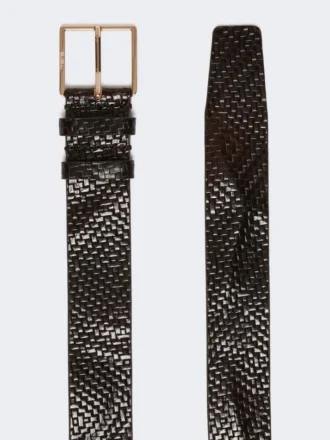 Ceinture en cuir tressé, noire Ceinture en cuir tressé, noire