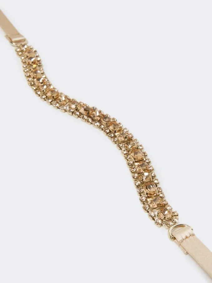 Ceinture en satin ornée de bijoux, couleur poudre Ceinture en satin ornée de bijoux, couleur poudre