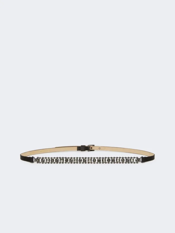 Ceinture en satin ornée de bijoux, noire Ceinture en satin ornée de bijoux, noire