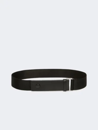 Ceinture élastique en sangle et cuir, noire