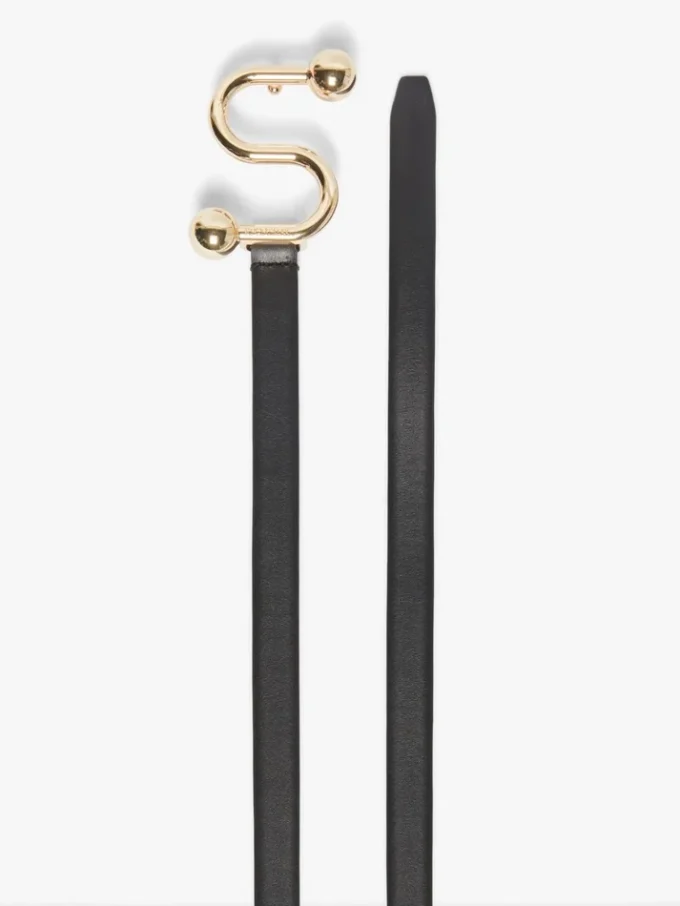 Ceinture Sportmax à monogramme et boucle, noire Ceinture Sportmax à monogramme et boucle, noire