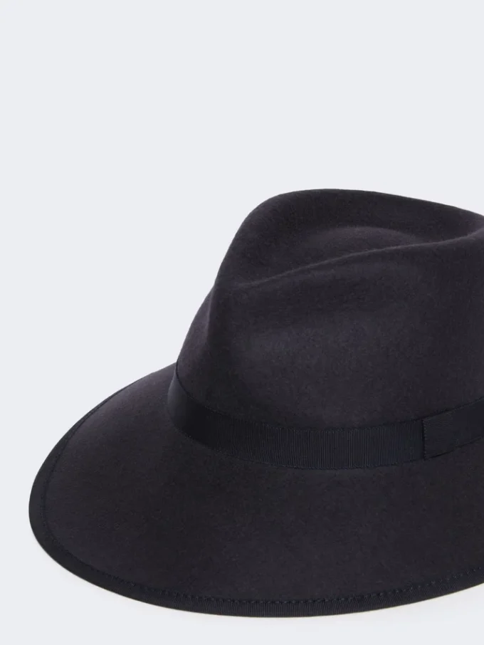 Chapeau en feutre de laine, bleu nuit