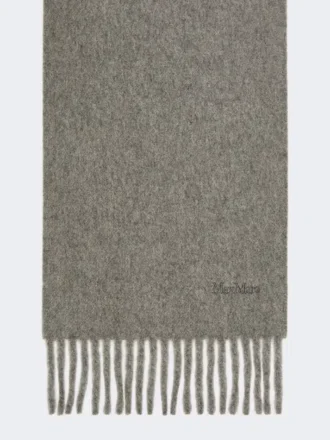 Écharpe en laine brodée, gris moyen