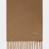 Écharpe en laine brodée, marron Écharpe en laine brodée, marron