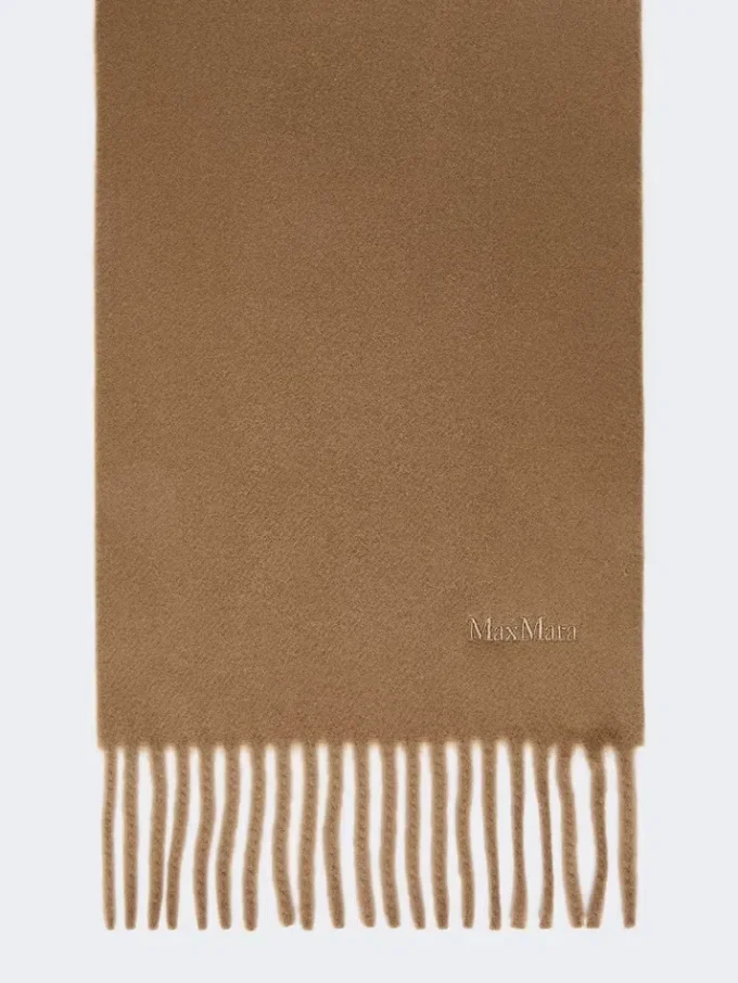 Écharpe en laine brodée, marron Écharpe en laine brodée, marron