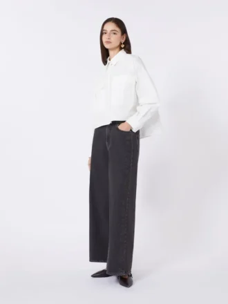 Chemise asymétrique en coton délavé, blanche