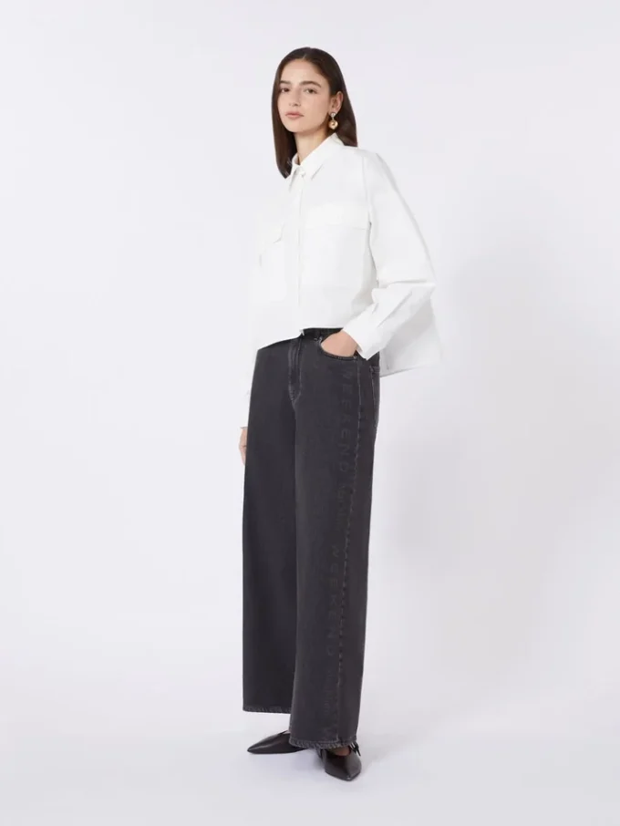 Chemise asymétrique en coton délavé, blanche Chemise asymétrique en coton délavé, blanche