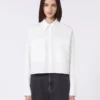 Chemise asymétrique en coton délavé, blanche Chemise asymétrique en coton délavé, blanche