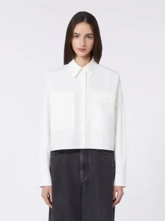 Chemise asymétrique en coton délavé, blanche