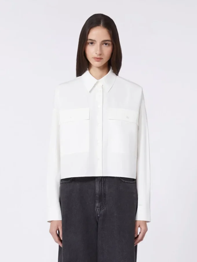 Chemise asymétrique en coton délavé, blanche Chemise asymétrique en coton délavé, blanche