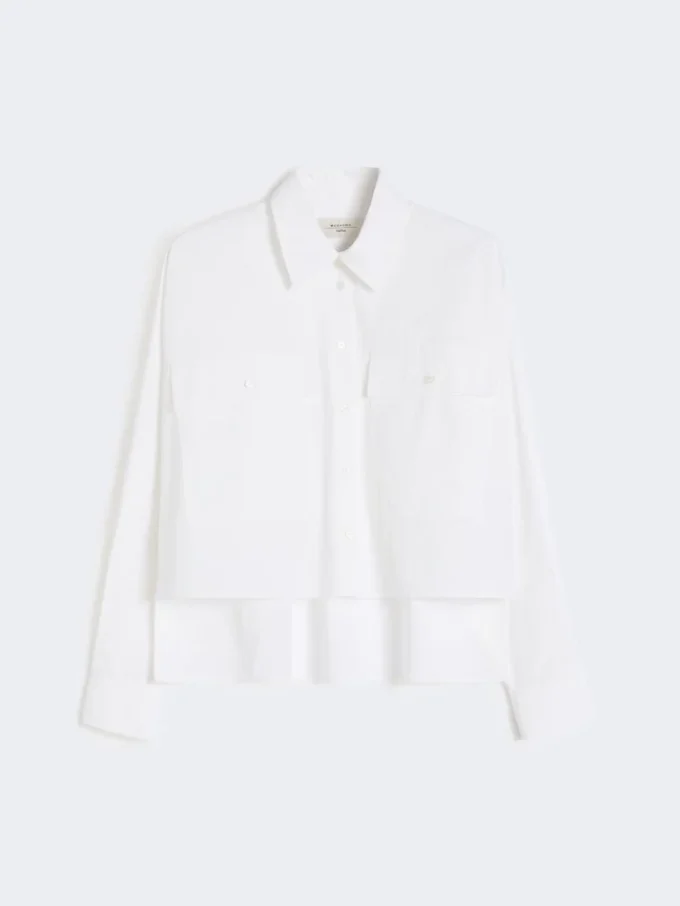 Chemise asymétrique en coton délavé, blanche Chemise asymétrique en coton délavé, blanche