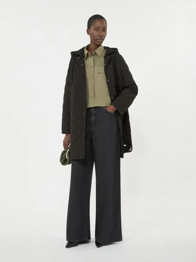 Parka matelassée en tissu déperlant, noir Parka matelassée en tissu déperlant, noir