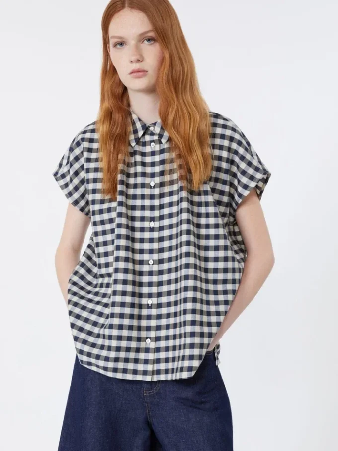 Chemise Batavia en coton et ramie, bleu marine Chemise Batavia en coton et ramie, bleu marine