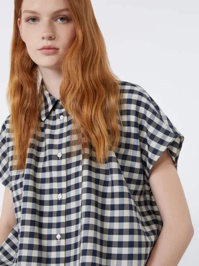 Chemise Batavia en coton et ramie, bleu marine Chemise Batavia en coton et ramie, bleu marine