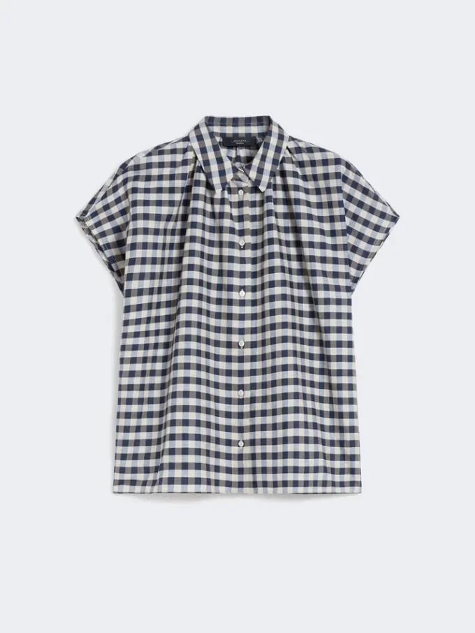Chemise Batavia en coton et ramie, bleu marine Chemise Batavia en coton et ramie, bleu marine