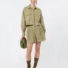 Chemise carrée en coton panama, vert olive Chemise carrée en coton panama, vert olive