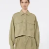 Chemise carrée en coton panama, vert olive Chemise carrée en coton panama, vert olive