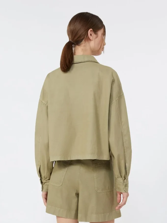 Chemise carrée en coton panama, vert olive Chemise carrée en coton panama, vert olive